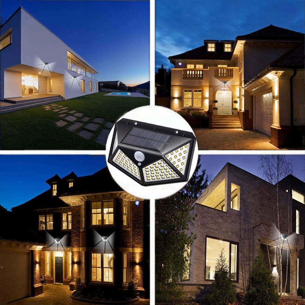 LAMPA SOLARNA Z CZUJNIKIEM RUCH I ZMIERZCHU 100LED