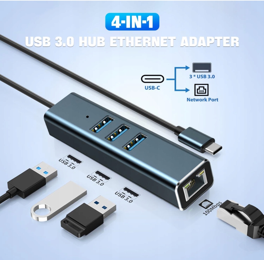 HUB USB 3.0 LAN Gigabit Ethernet RJ45 karta