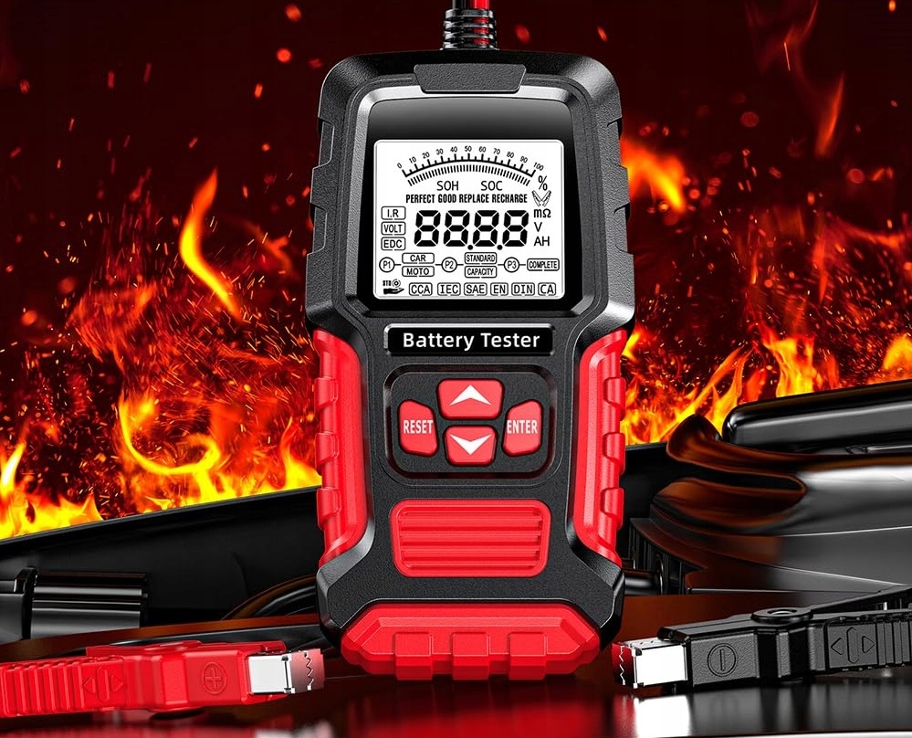 CYFROWY TESTER DO AKUMULATORÓW BATERII 12V 24V FOXSUR FBT-300 3Ah - 400Ah