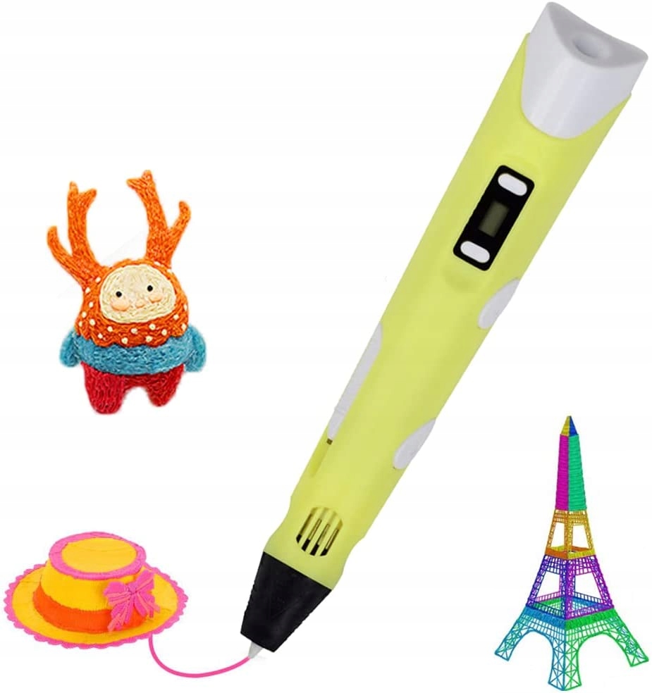 DŁUGOPIS DRUKARKA 3D PEN ZESTAW + WKŁADY 9 METRÓW ŻÓŁTY