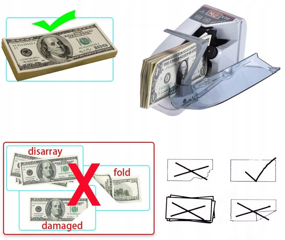 Przenośna Ręczna Maszynka LICZARKA DO BANKNOTÓW
