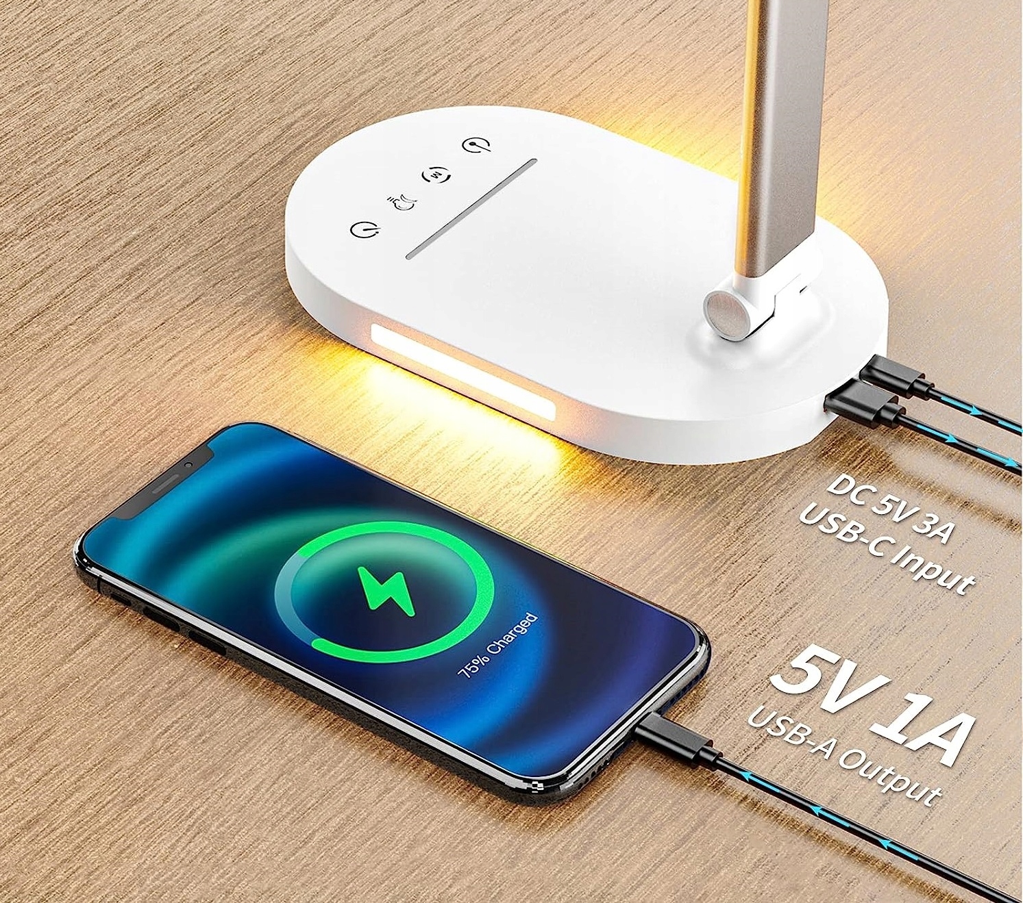 Lampka Led na Biurko biurkowa podwójna MOCNA ZŁOTA sterowana dotykowe