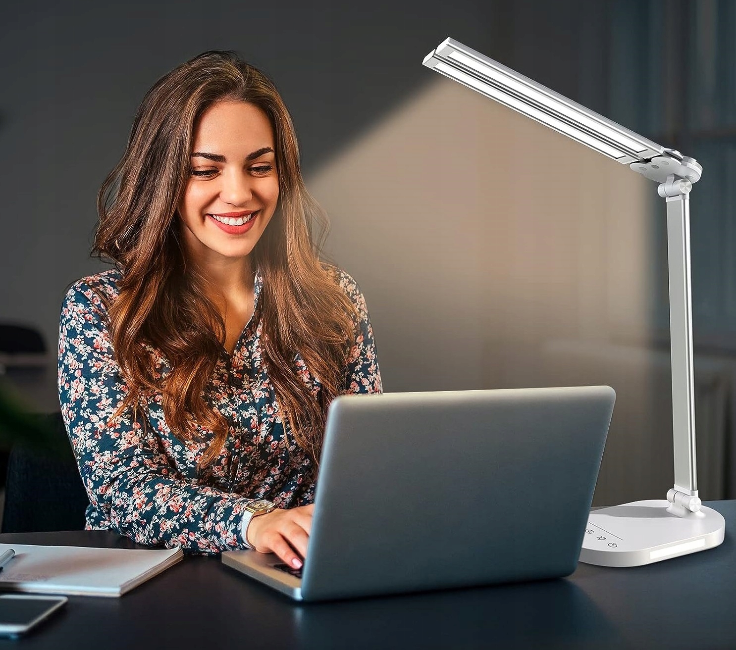 Lampka Led na Biurko biurkowa podwójna MOCNA ZŁOTA sterowana dotykowe