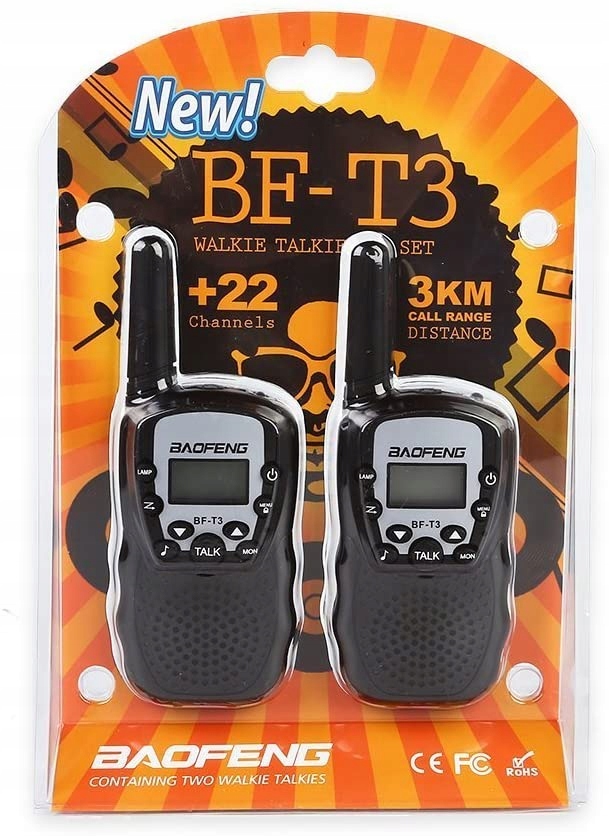 Baofeng 2x Krótkofalówka BF-T3 Walkie-Talkie PMR Czarny