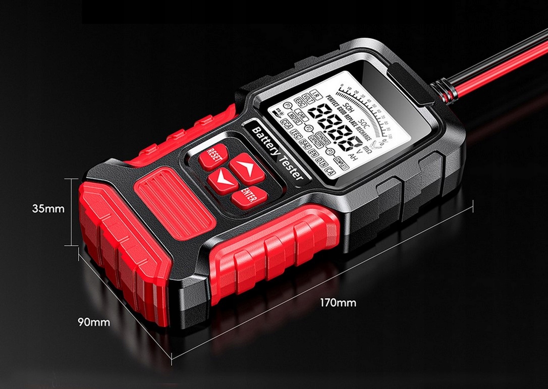 CYFROWY TESTER DO AKUMULATORÓW BATERII 12V 24V FOXSUR FBT-300 3Ah - 400Ah