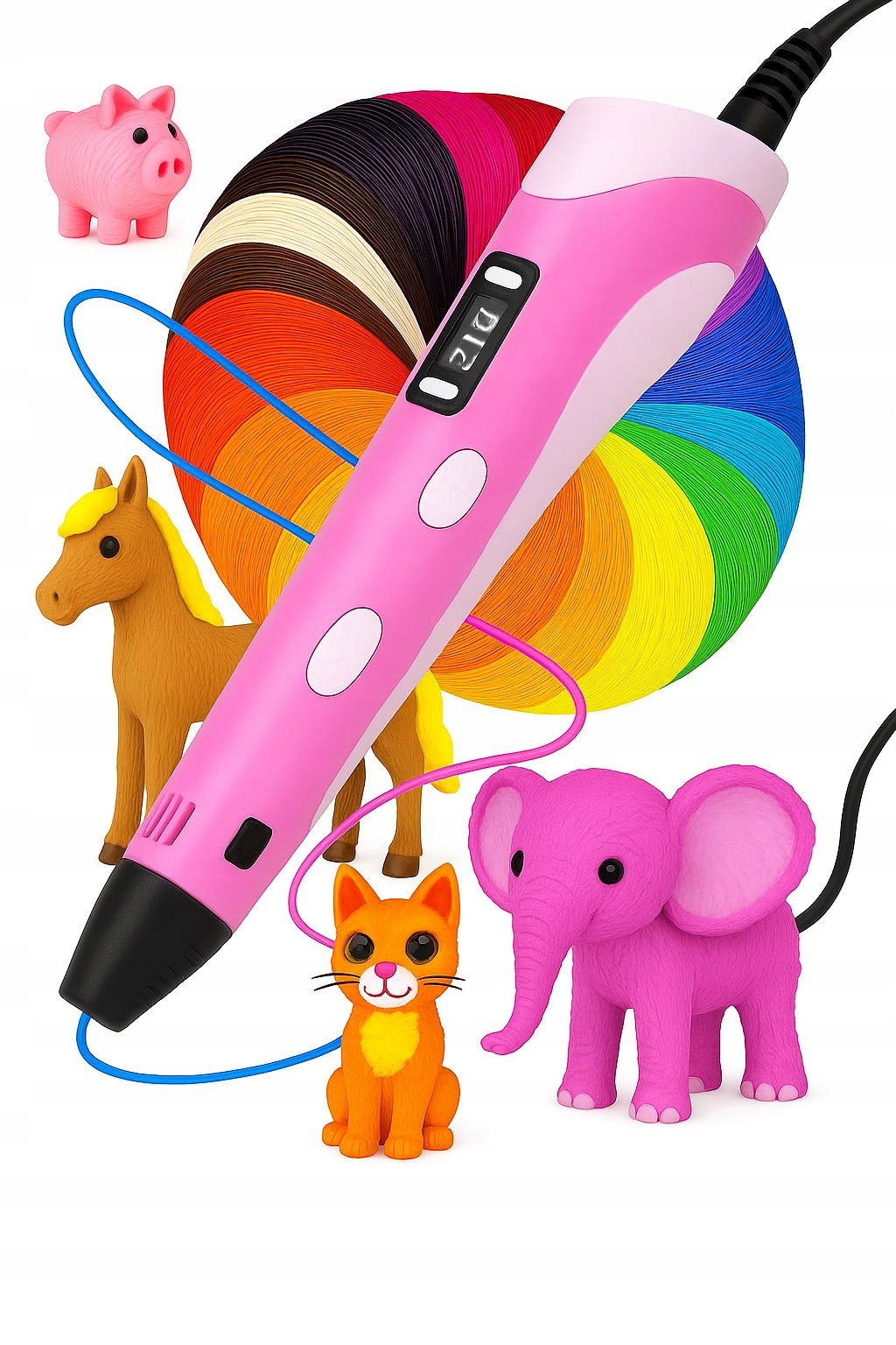 DŁUGOPIS DRUKARKA 3D PEN ZESTAW + WKŁADY 9 METRÓW RÓŻ