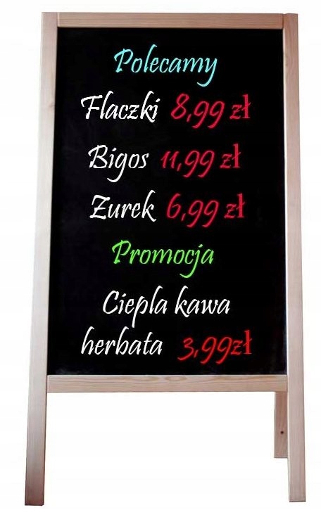 DUŻY Potykacz Reklamowy Kredowy Zewnętrzny Stojak Dwustronny Tablica 120x70