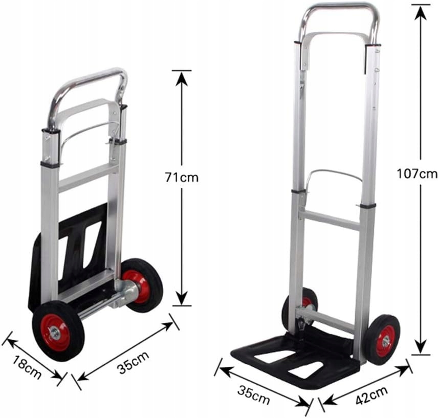 Lekki Wózek Transportowy Młynarka Składany Aluminium Magazynowy Mocny 90kg