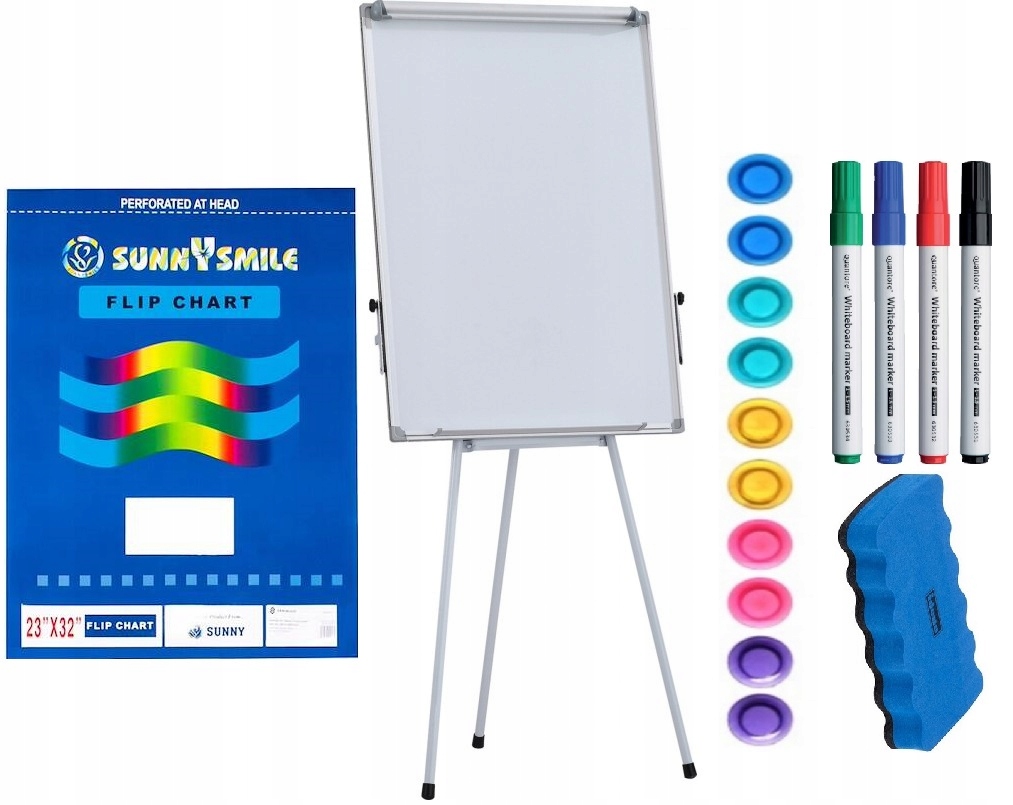Flipchart magnetyczny na trójnogu Tablica magnetyczna 70x100 + GRATISY