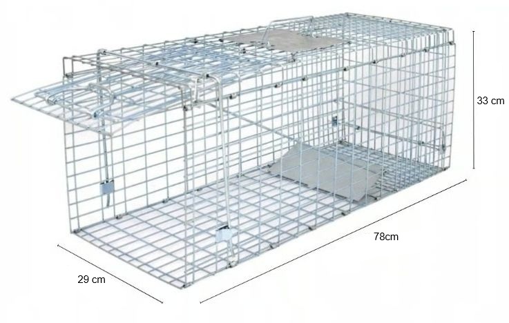 DUŻA Żywołapka Pułapka na Lisy Kuny Łasice Tchórze Norki Łapka 95x33x34