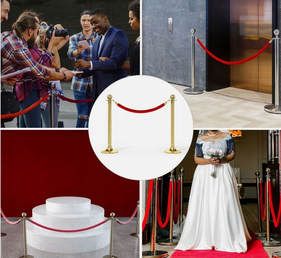 Sznur Odgradzający Lina do Słupków Hotelowych Teatralnych Czerwony 155 CM