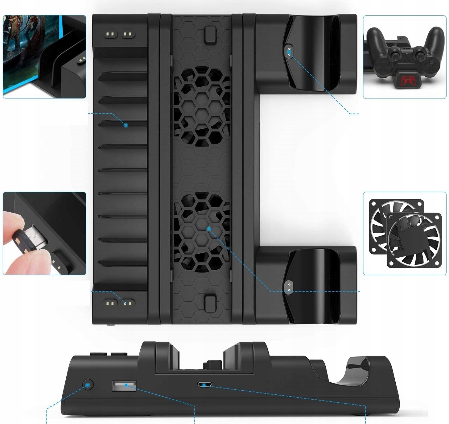 Podstawka Chłodząca Ładowarka Stojak PS4 SLIM PRO