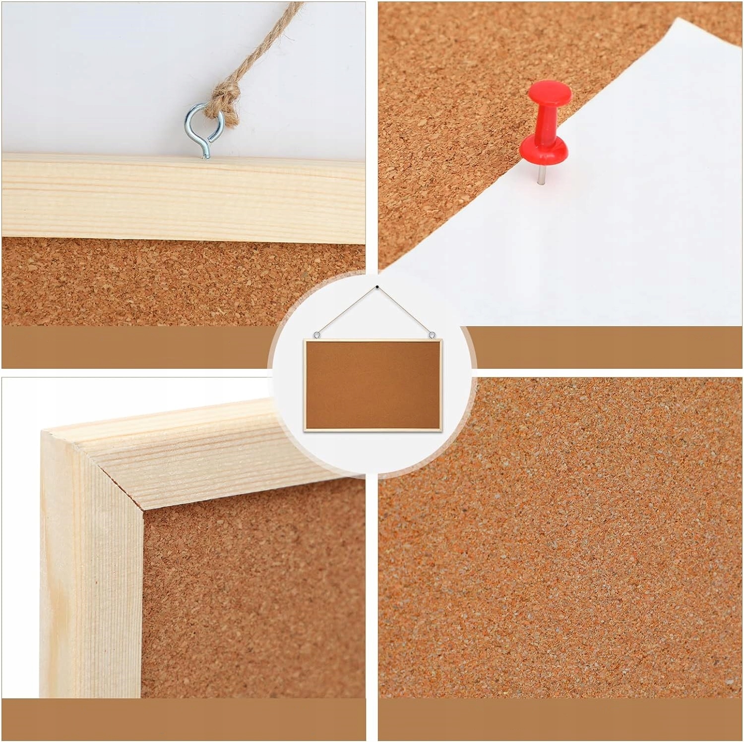 TABLICA KORKOWA drewniana rama 80x60 DUŻA +PINEZKI