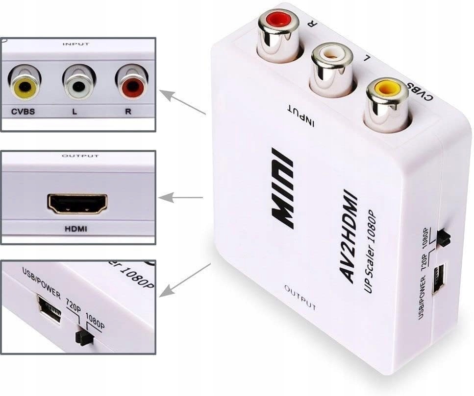 Konwerter sygnału 3x Cinch RCA 1080 do HDMI