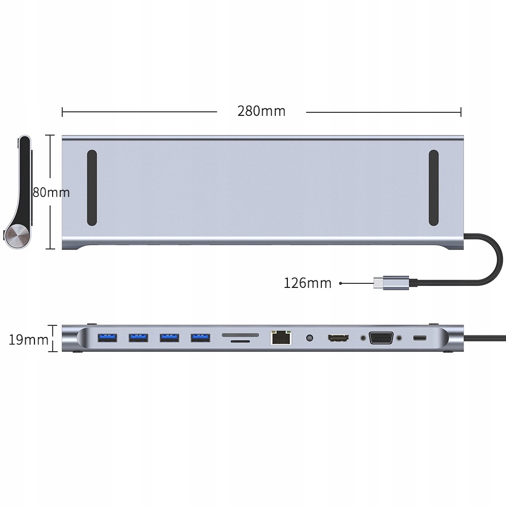 Stacja Dokująca USB C 3.0 HDMI 4K RJ45 LAN PD 11w1