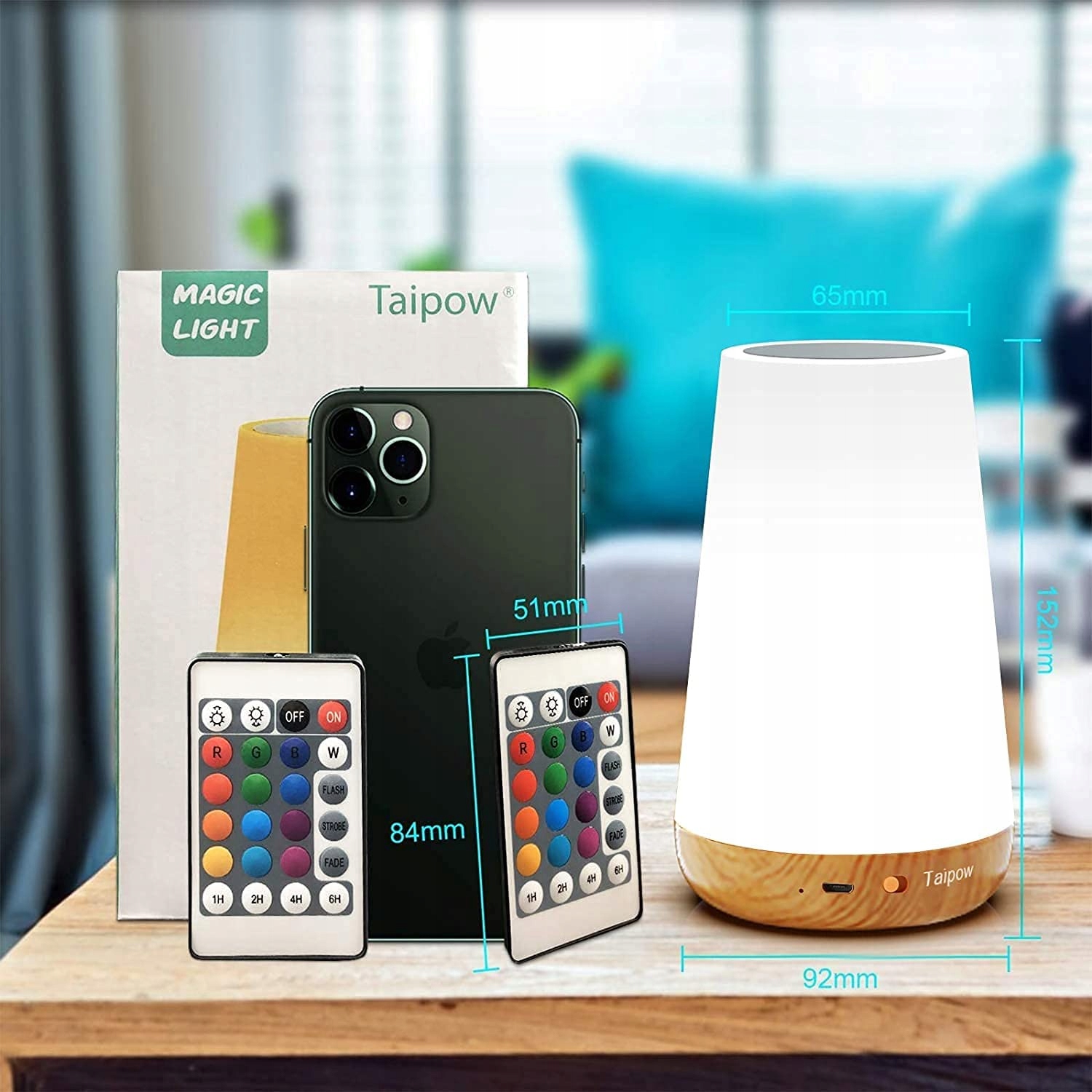 Bezprzewodowa Lampka 13 Kolory Dotykowa RGB pilot