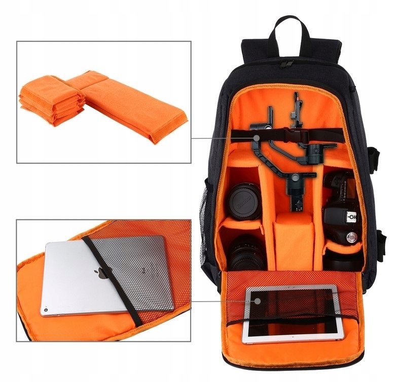 Plecak Fotograficzny Torba na Aparat Obiektyw Tablet Wodoodporny Puluz (Black/Czarny)