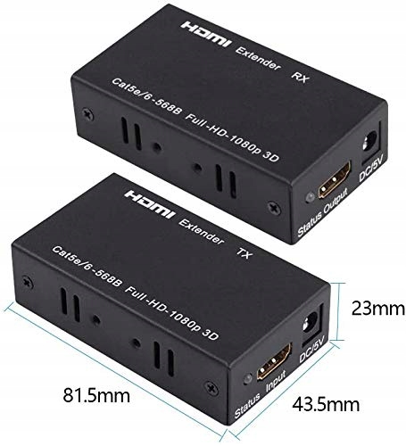 Extender Przedłużacz HDMI na RJ45 LAN 60m 3D
