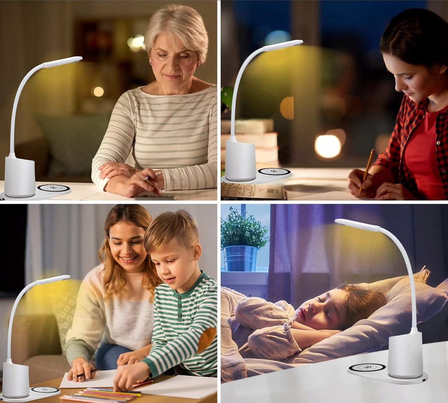 LAMPKA NA BIURKO LED Z ŁADOWARKA BEZPRZEWODOWA QI