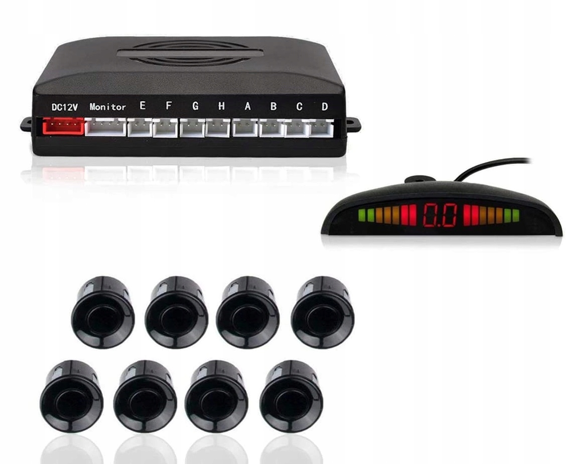 8 Czujników Parkowania Cofania LED LCD PARKTRONIC