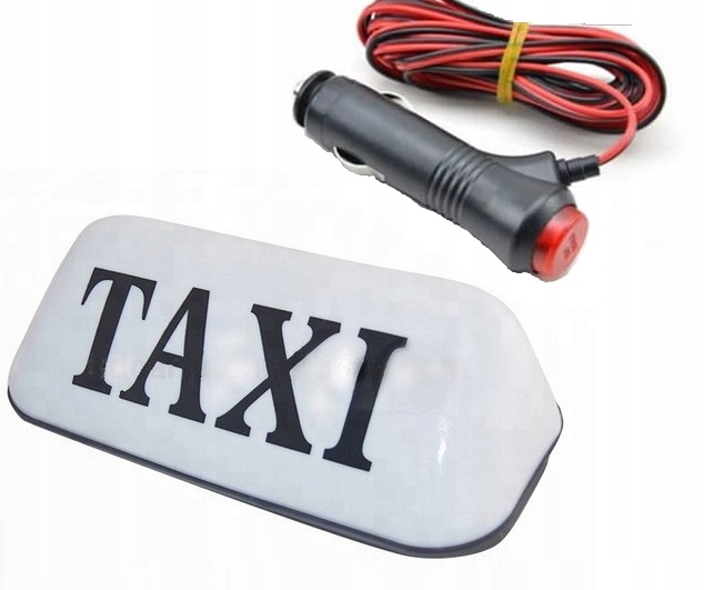 Lampa TAXI na Magnes Biała Kogut Sygnalizator Duża z Włącznikiem