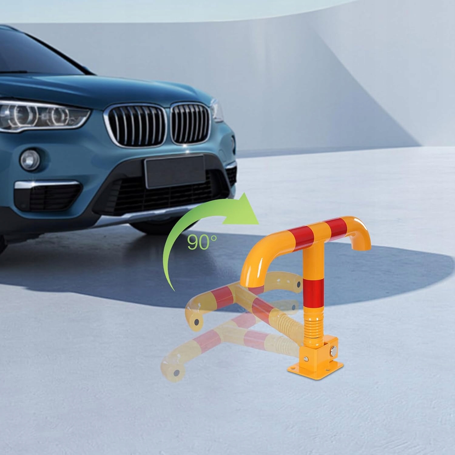 Blokada Parkingowa Miejsca Parkingowego na SPRĘŻYNIE Składana Słupek Klucz