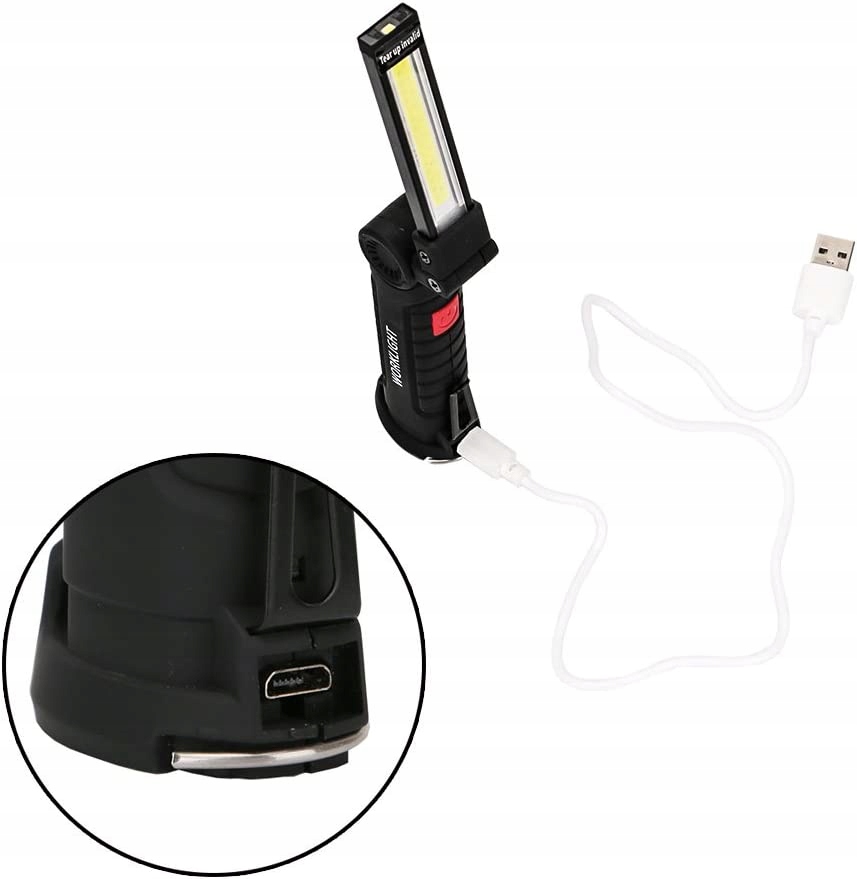 DUŻA LAMPA LATARKA WARSZTATOWA LED COB MAGNES USB