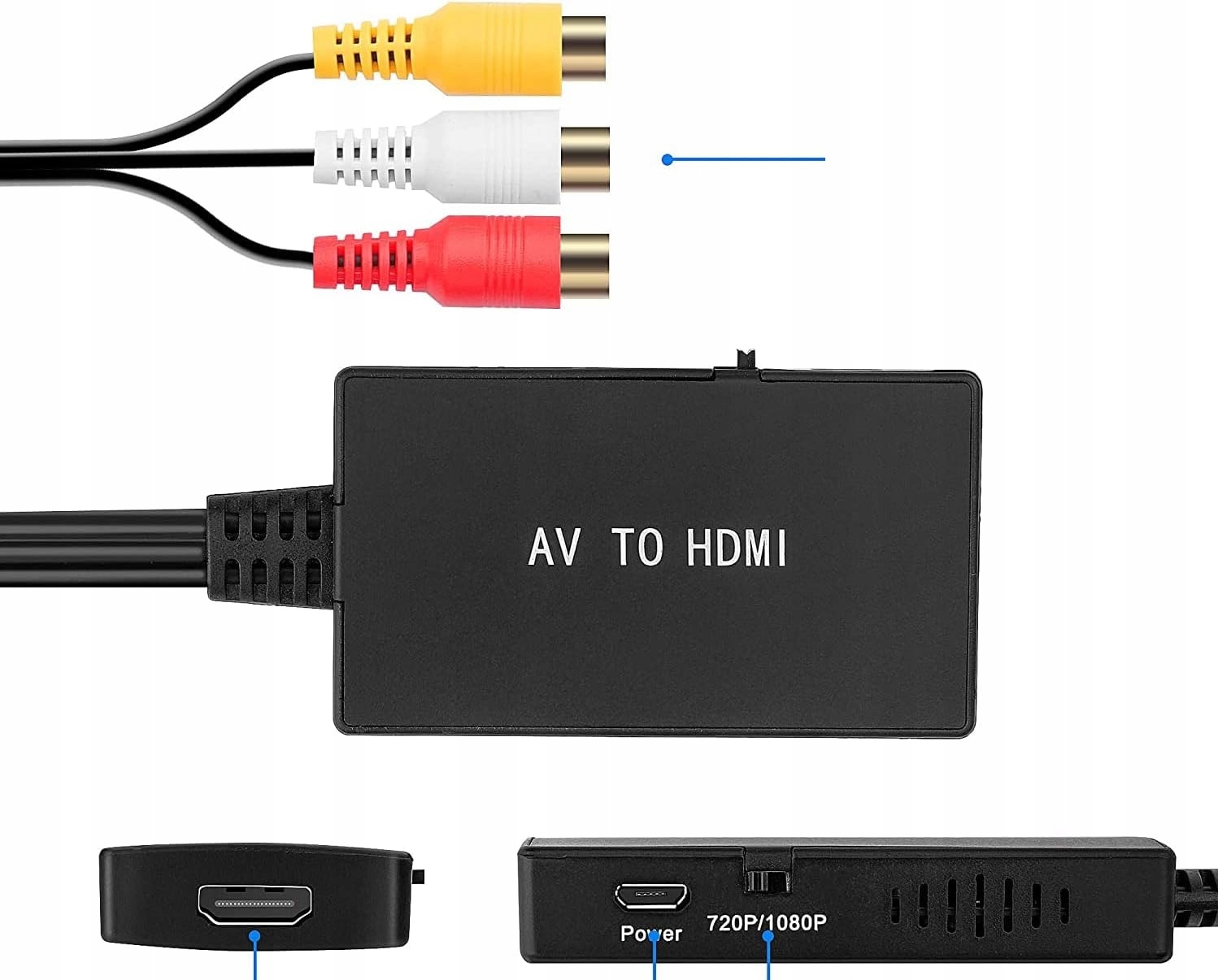 Konwerter RCA DO HDMI Adapter AV CINCH CVBS