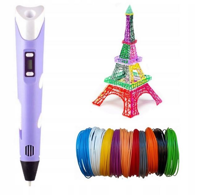 DŁUGOPIS DRUKARKA 3D PEN ZESTAW + WKŁADY 9 METRÓW FIOLET