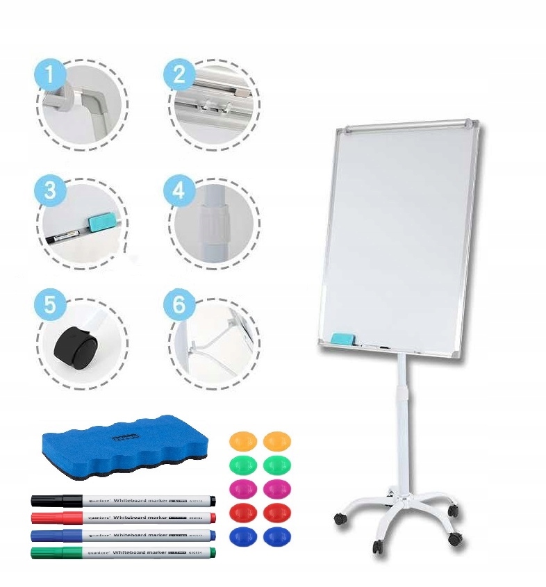 Flipchart magnetyczny mobilny 70x100 + GRATISY