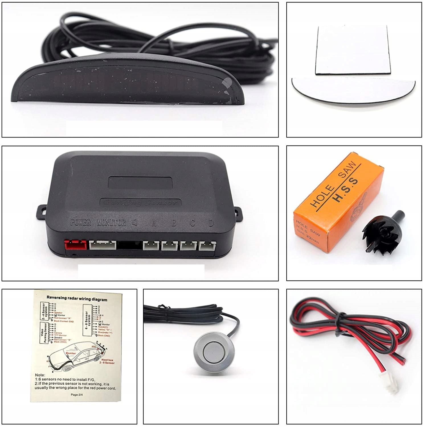 4 Czujniki Parkowania Cofania LED LCD PARKTRONIC