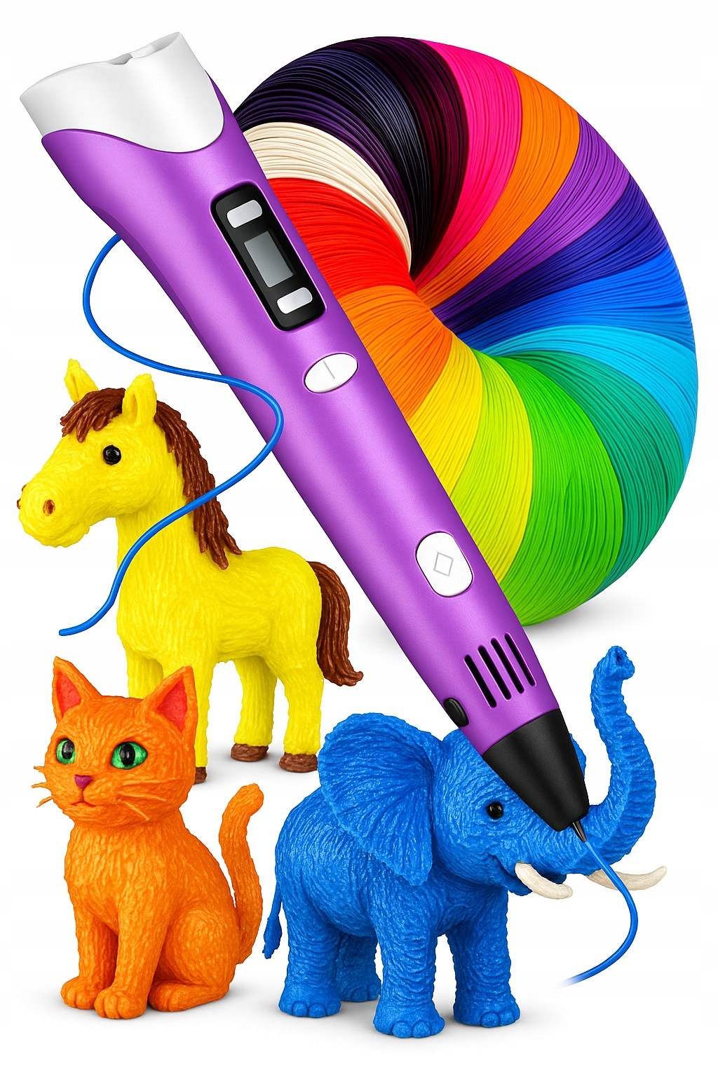 DŁUGOPIS DRUKARKA 3D PEN ZESTAW + WKŁADY 9 METRÓW FIOLET