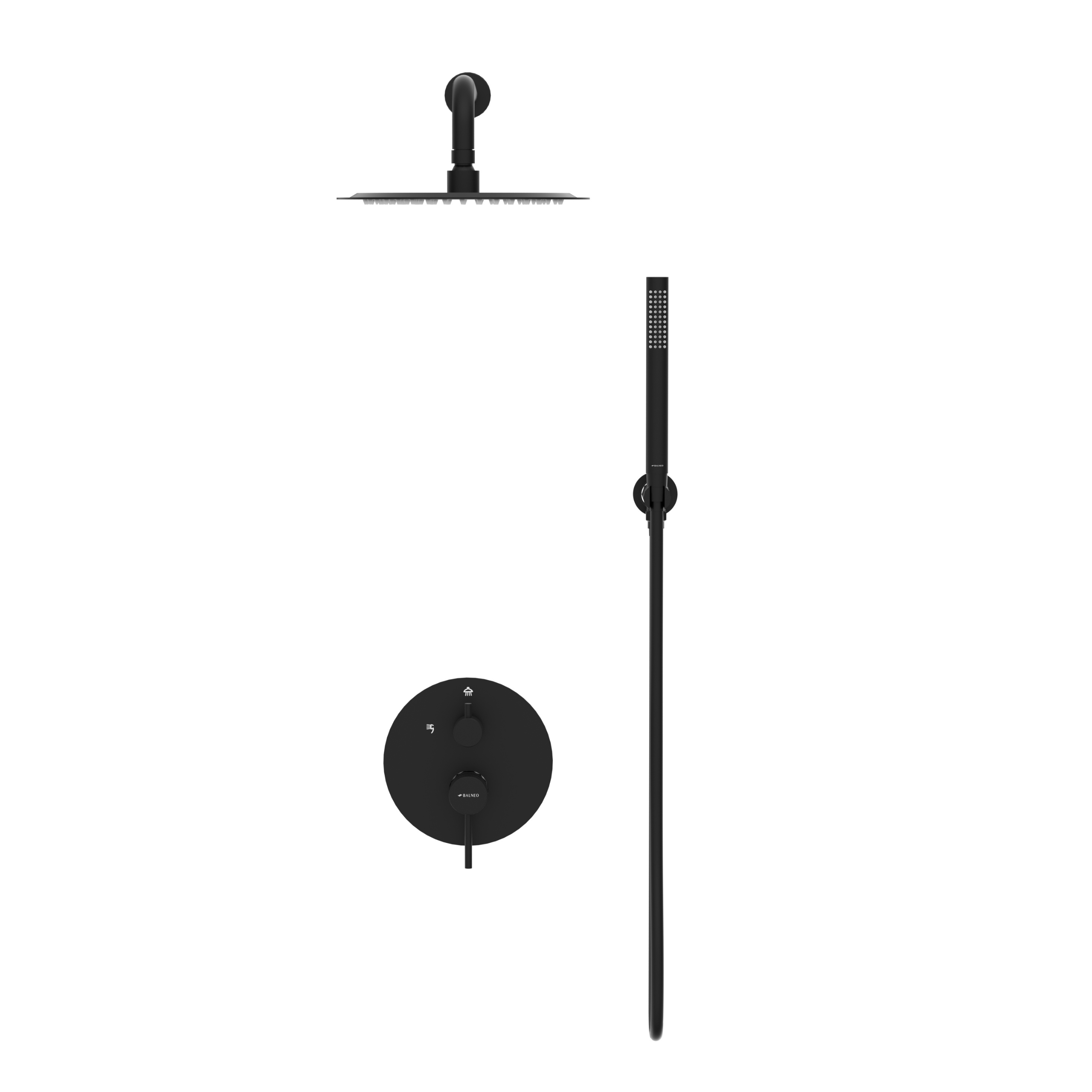 Rysunek techniczny - Bateria prysznicowa CASCADE zestaw 2 BLACK