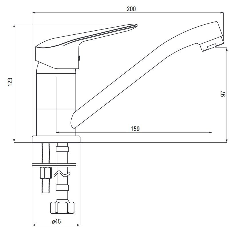 Deante - rysunek techniczny