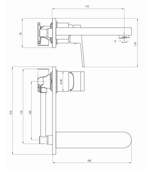Deante Alpinia - rysunek techniczny