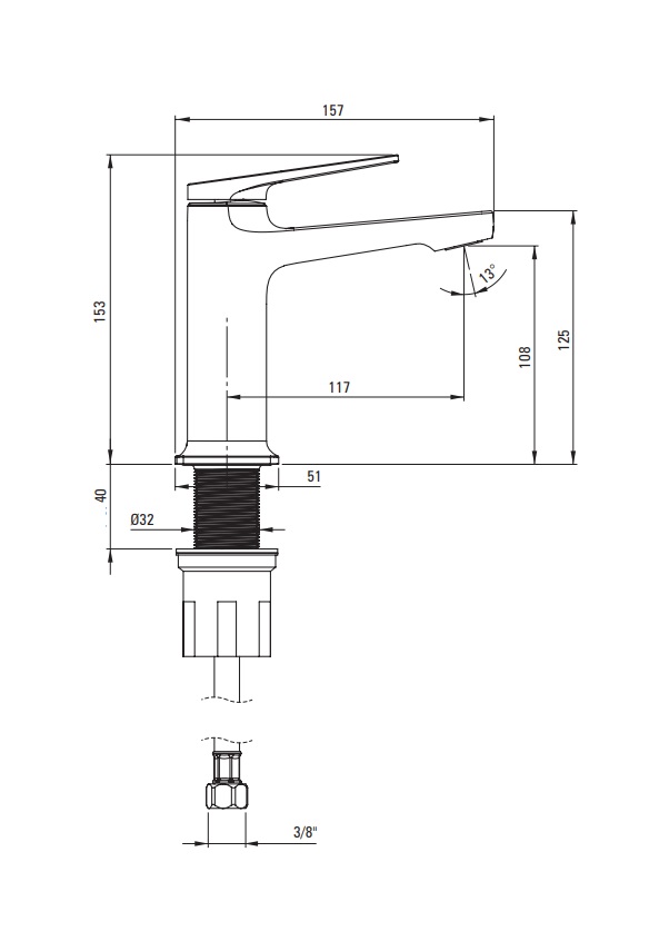Deante - rysunek techniczny