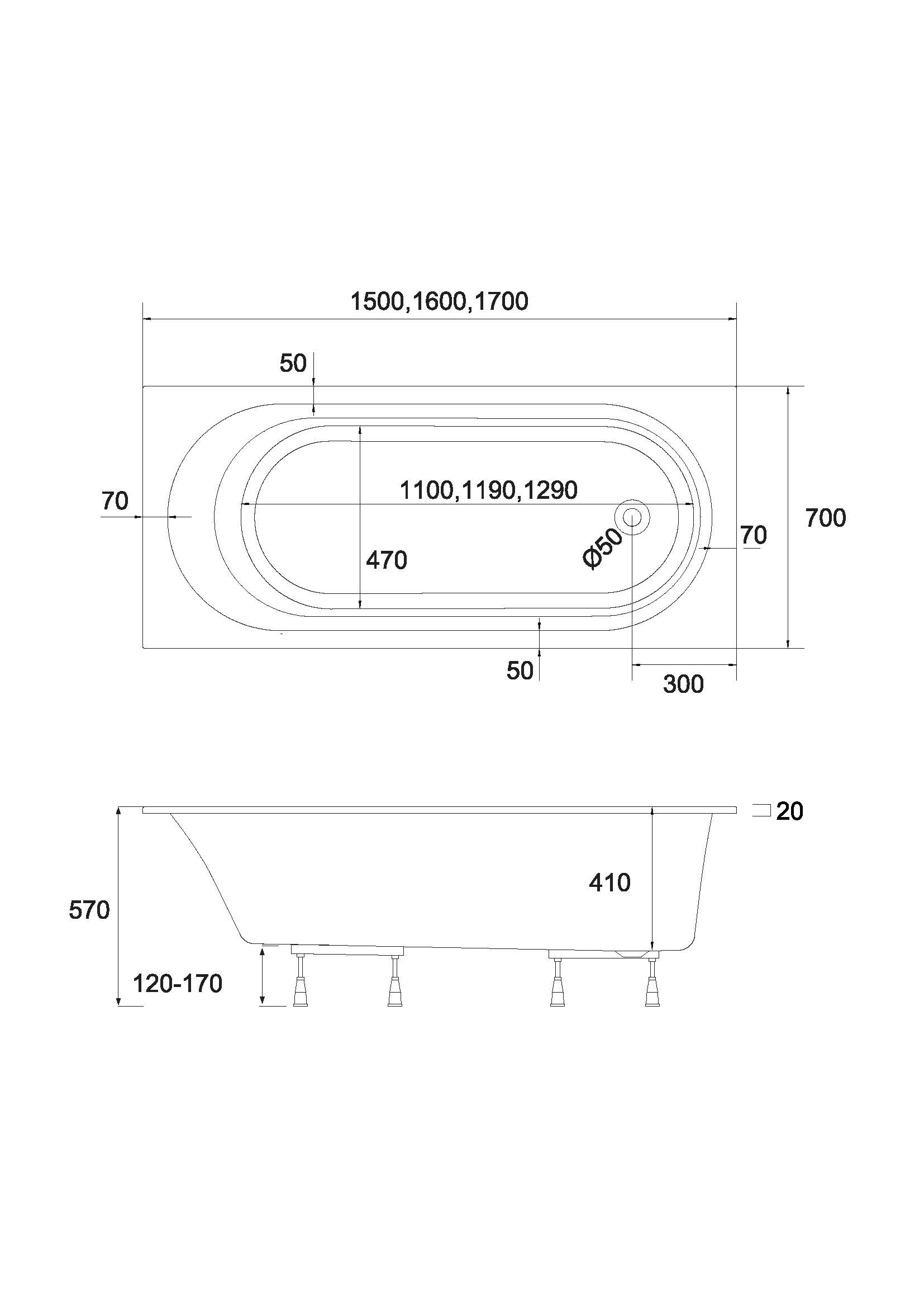 Kronos Oval - rysunek techniczny