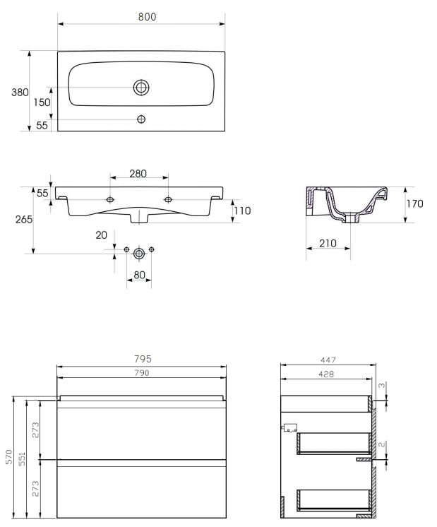 Cersanit - rysunek techniczny