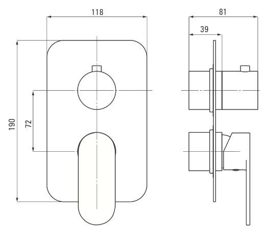 Deante - rysunek techniczny