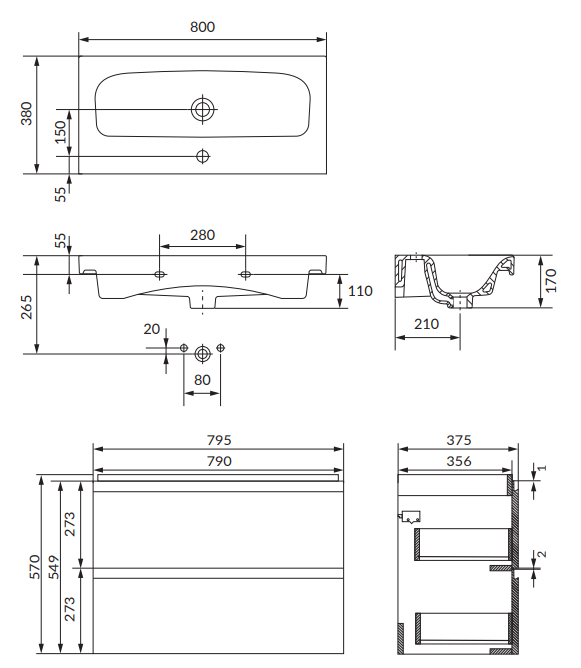 Cersanit - rysunek techniczny