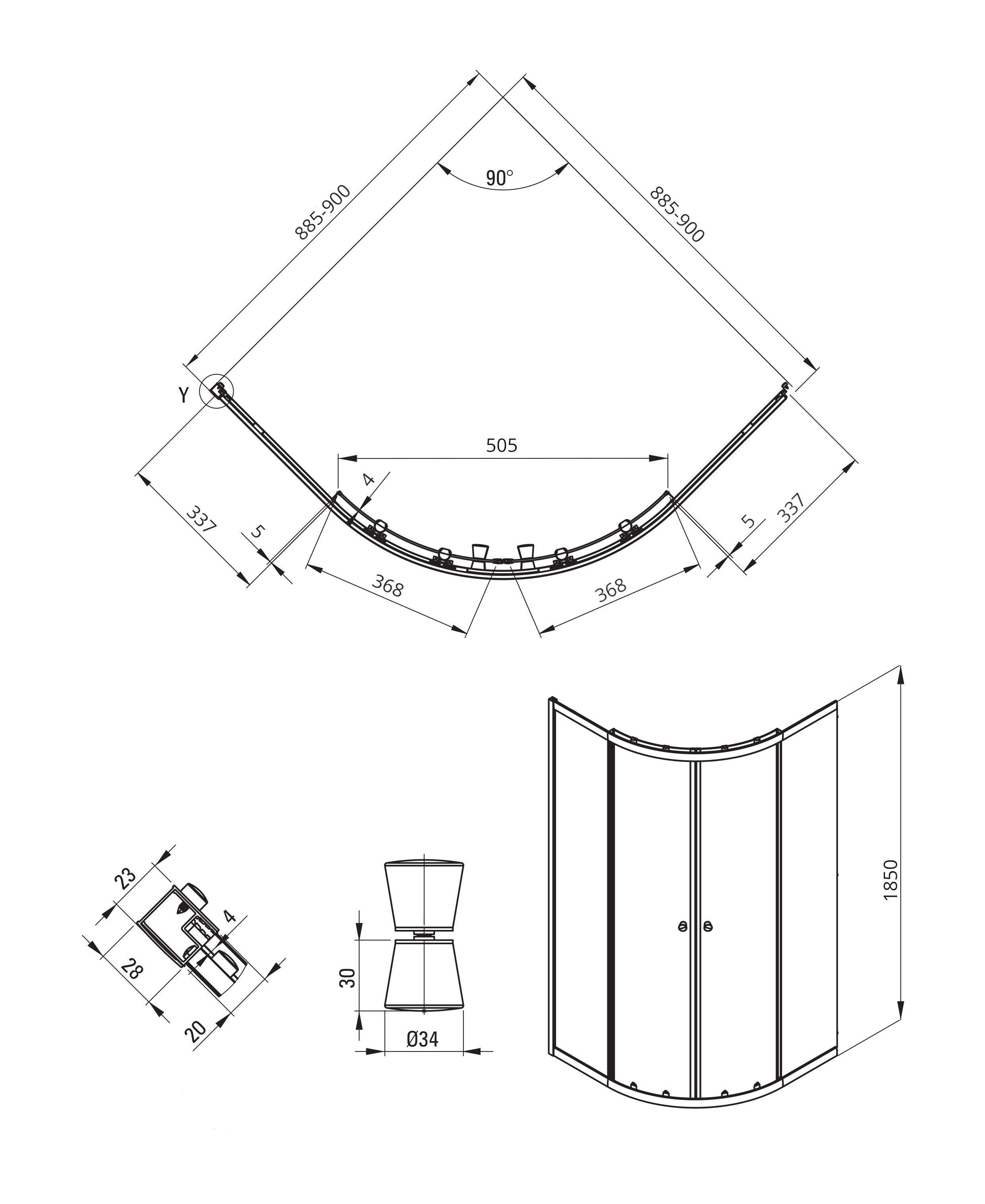 Deante - rysunek techniczny