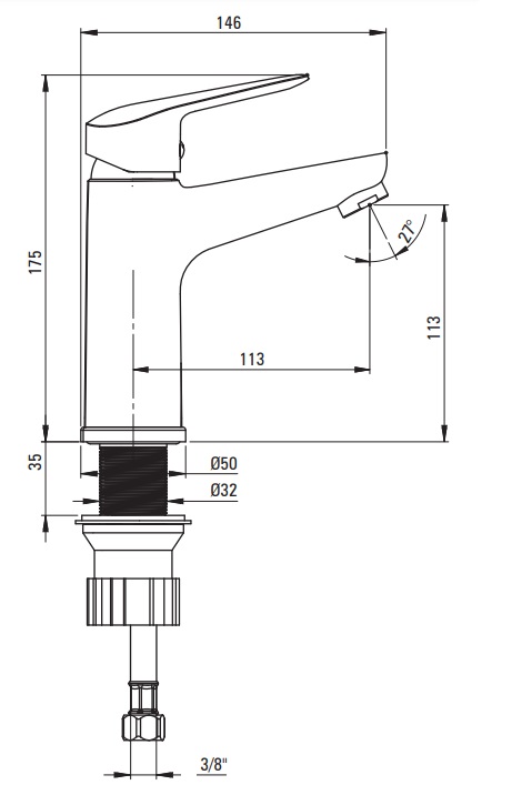 Deante - rysunek techniczny