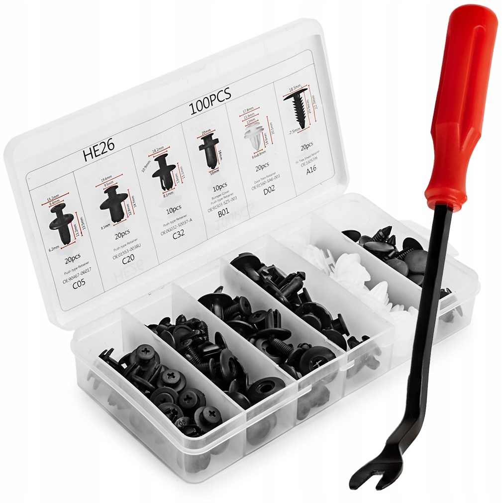 Zdjęcie AWparts ZESTAW 100 SPINEK SAMOCHODOWYCH MIX SEGREGATOR