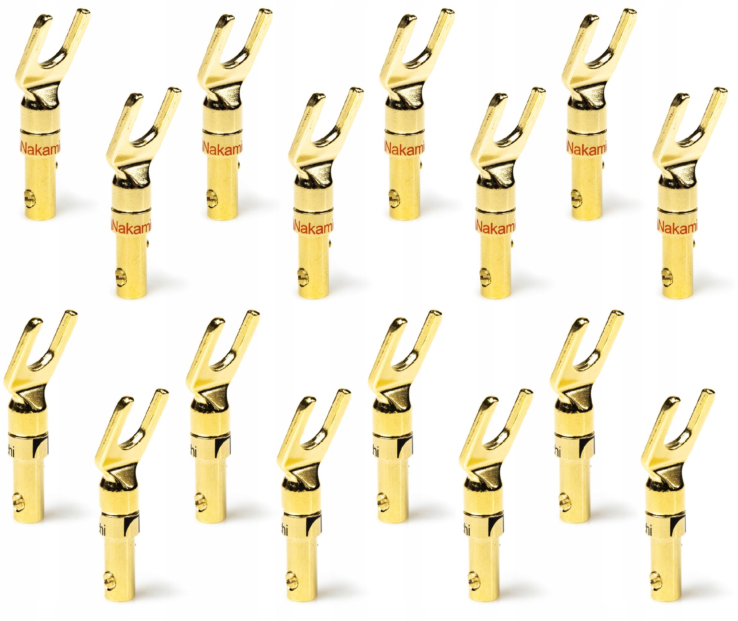 Zdjęcie AWparts 16x WTYKI GŁOŚNIKOWE WIDEŁKOWE NAKAMICHI GOLD HQ 16x1szt