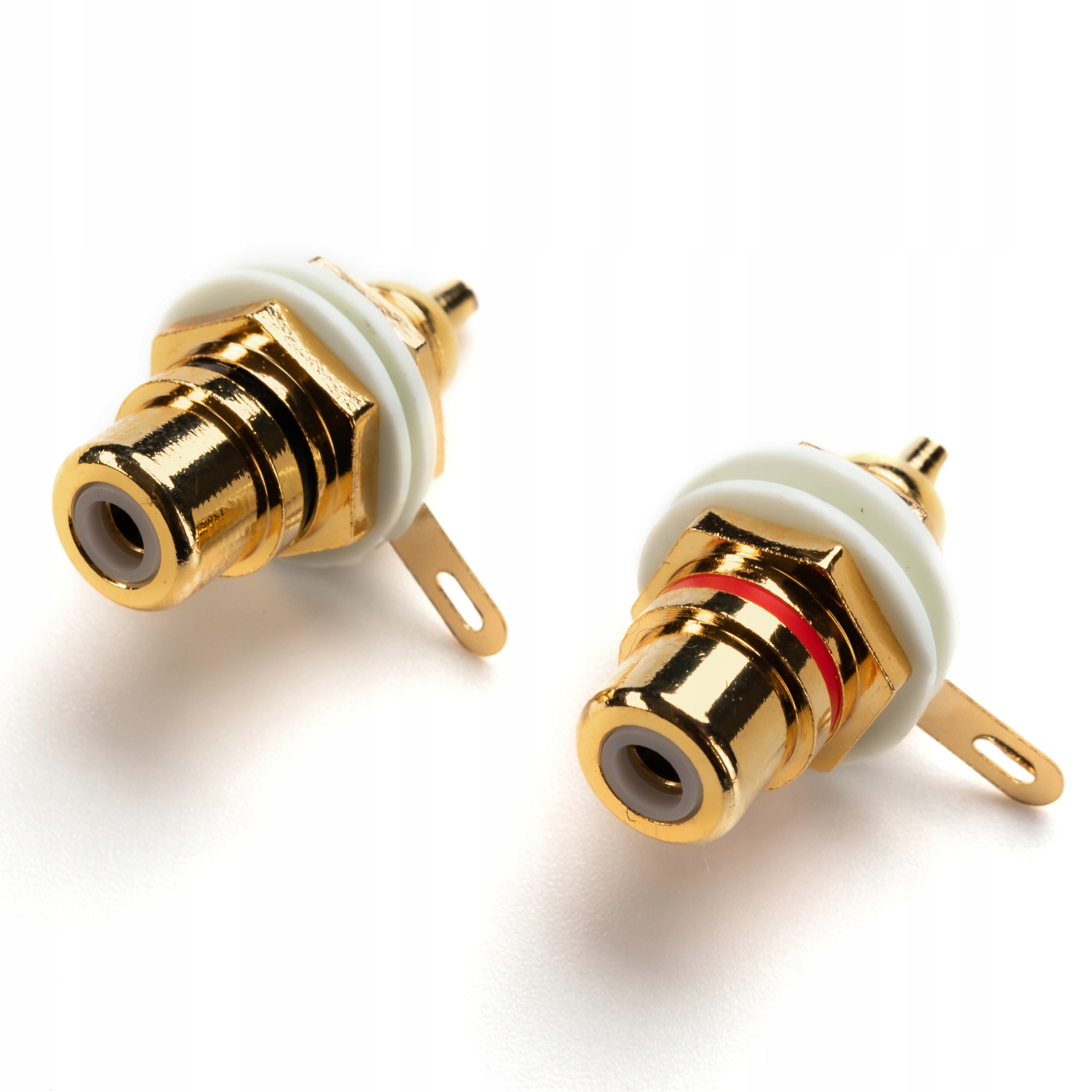 Zdjęcie AWparts 2x GNIAZDO RCA CINCH CZERWONY + CZARNY ZŁOCONE 2x1szt