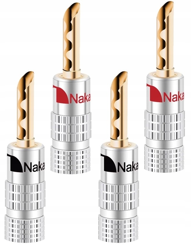 Zdjęcie AWparts 4x WTYKI GŁOŚNIKOWE BANANOWE NAKAMICHI GOLD BFA 4x1szt