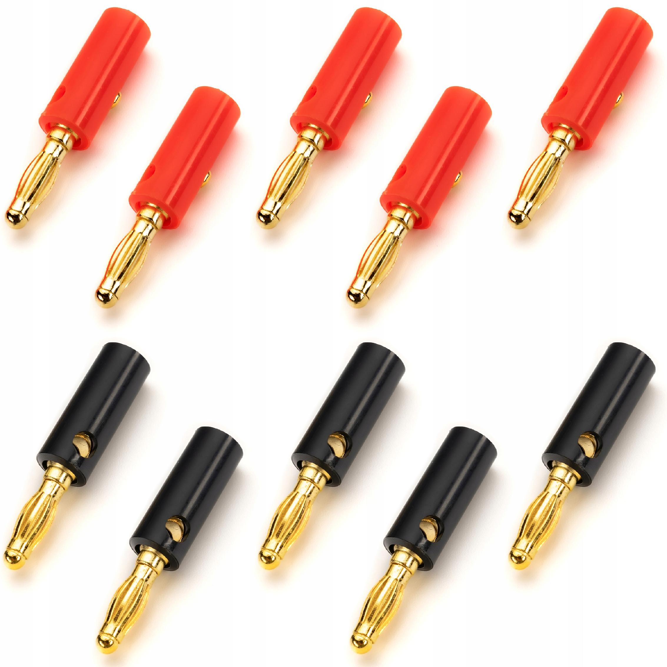 Zdjęcie AWparts 10x WTYKI GŁOŚNIKOWE BANANOWE ZŁOCONE Z GNIAZDEM 10x1szt