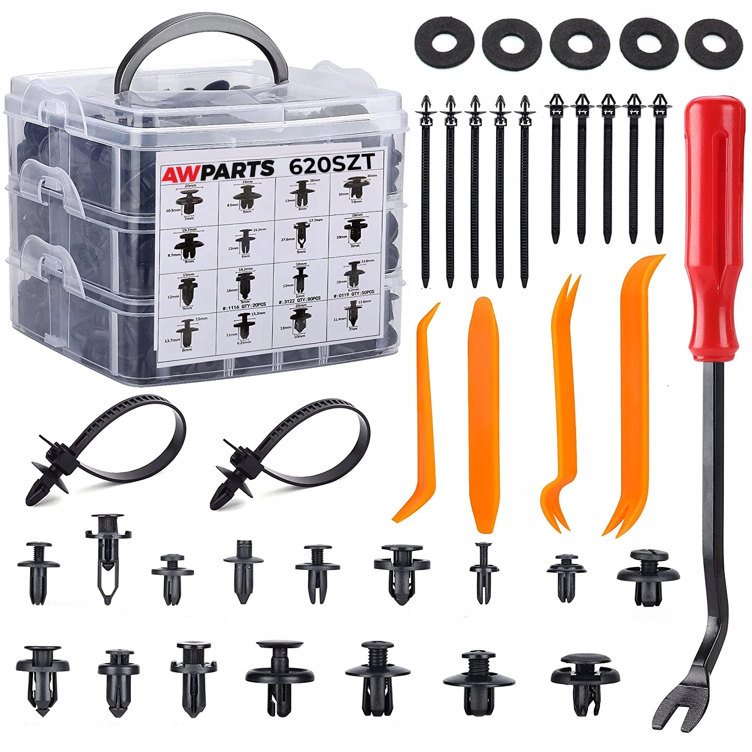 Zdjęcie AWparts ZESTAW SPINEK SAMOCHODOWYCH 620 SZT