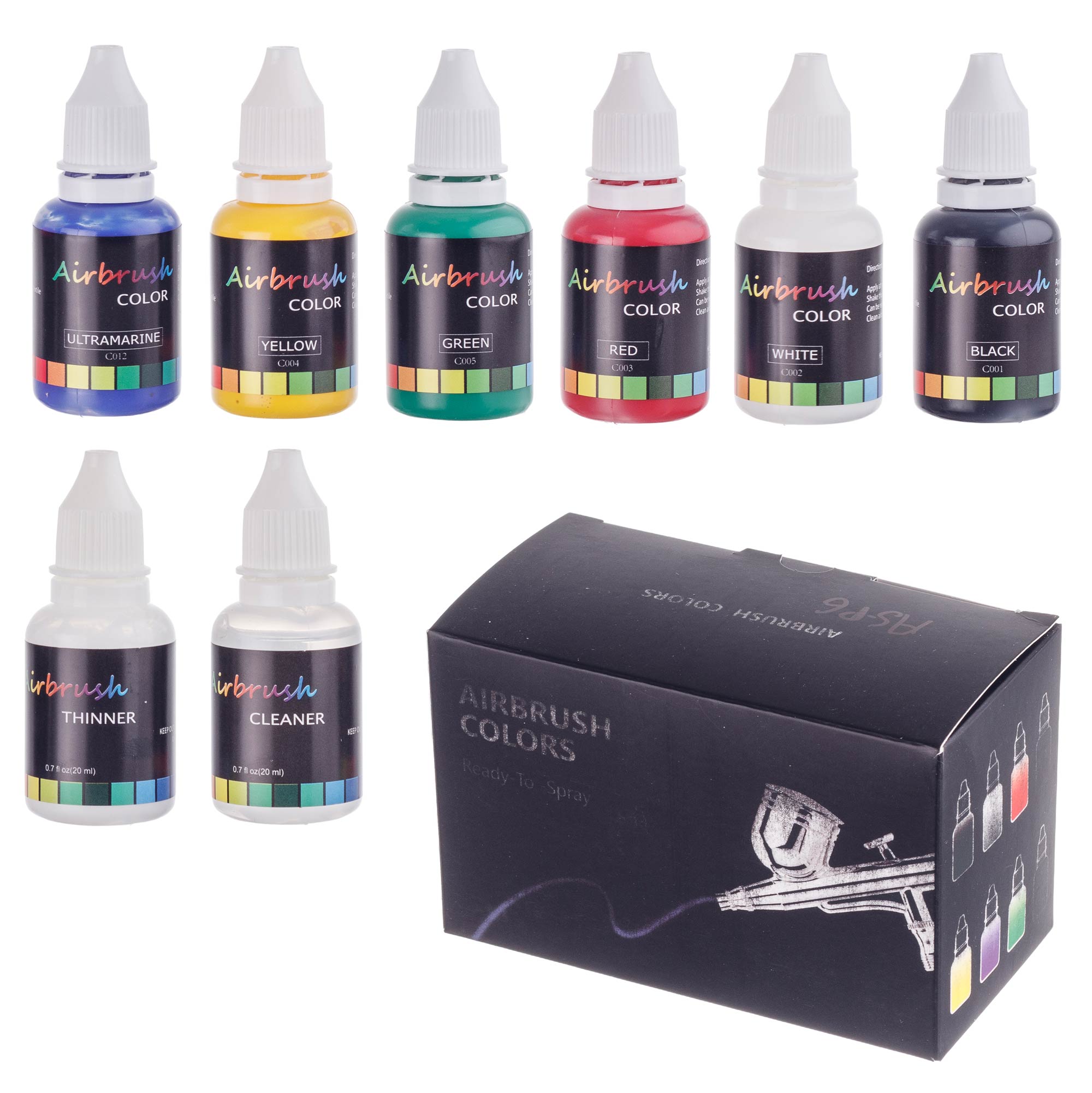 Set vopsele acrilice pentru aerograf 6 culori