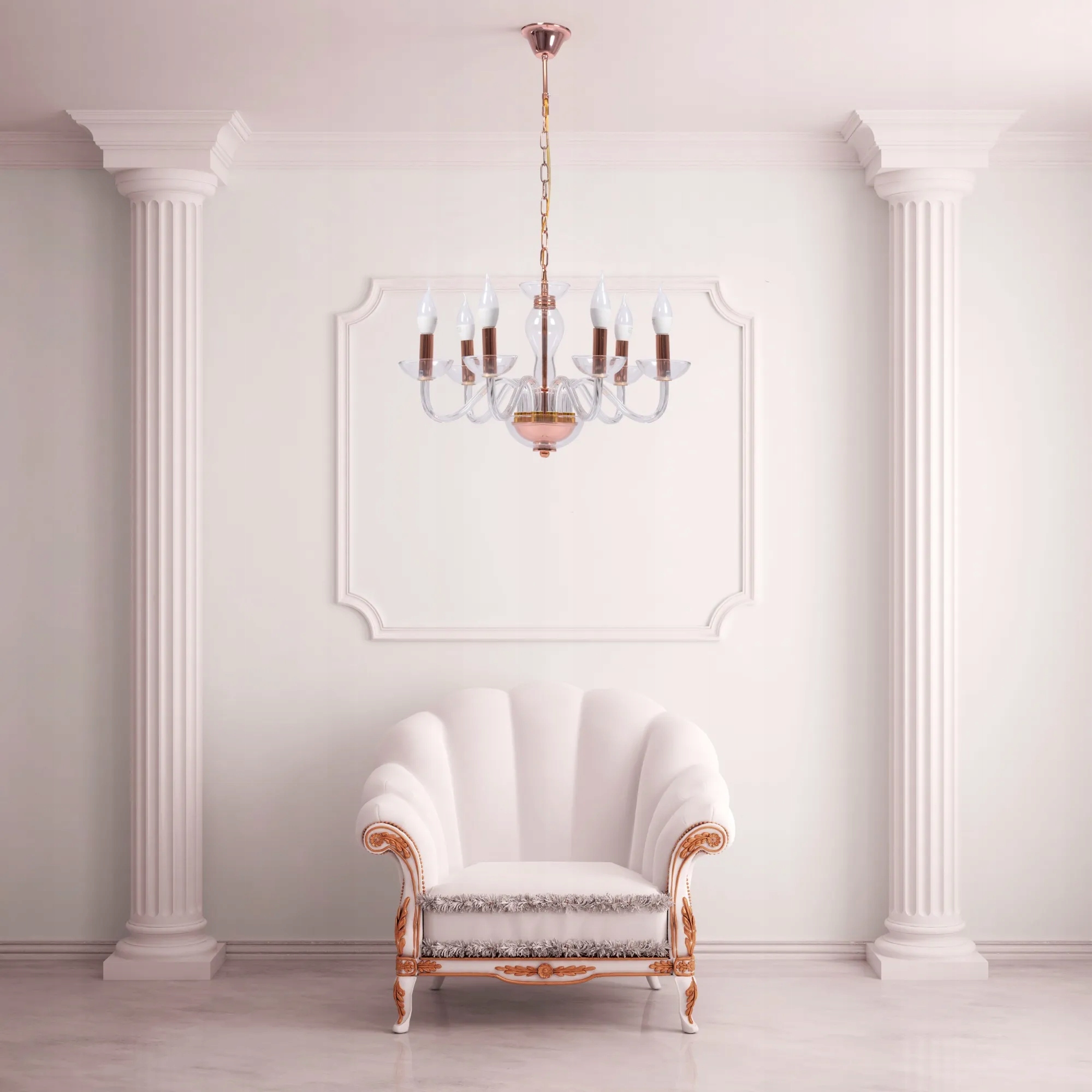 Lampa Wisząca Żyrandol Rose Gold Różowe Złoto X6 - Toolight